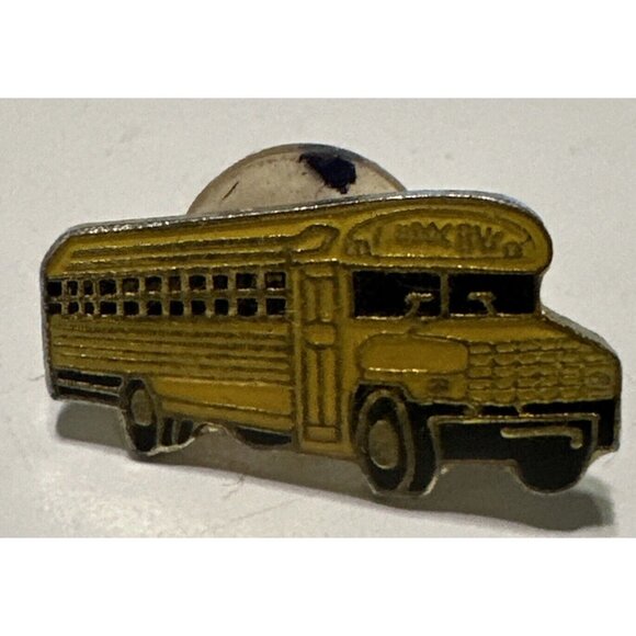 VINTAGE Enamel Yellow SCHOOL BUS PIN Brooch Driver Crossing Guard - Picture 1 of 4